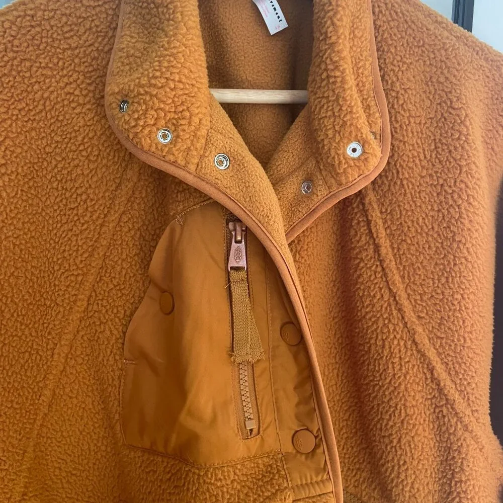 Free People Hit the Slopes Fleece Jacket in Russet Orange, Women's Small - Picture 4 of 6